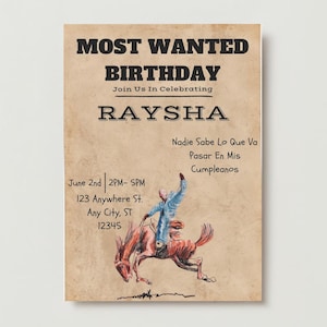 Bad Bunny Most Wanted Birthday Invitation | Birthday Invitation | Bad Bunny Digital Template | Editable Bad Bunny Invite | Adult Birthday