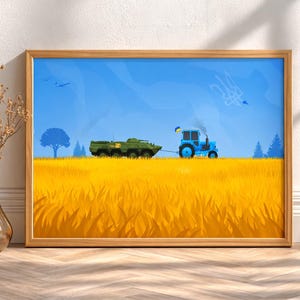 Ukraine Tractor War Booty Art – Slava Ukraine, PNG PDF (Digital Download)