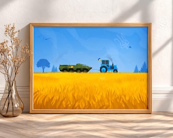 Ukraine Tractor War Booty Art – Slava Ukraine, PNG PDF (Digital Download)