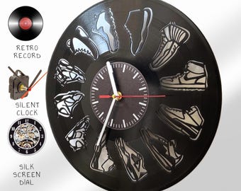 Sneakerhead Vinyl Record Clock, Upcycled Hypebeast Room Decor