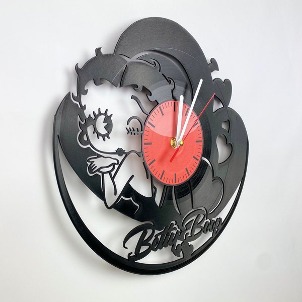 Vintage cartoon Vinyl Record Wall Clock, Boop-Oop-a-Doop Girl clock design, Gift wall clock