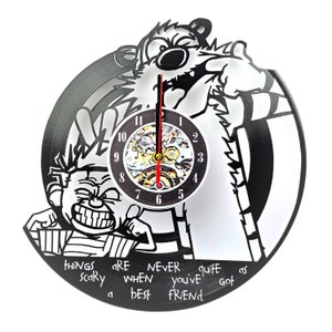 Vinyl Record Clock Inspired by Bill Watterson Comic Strips - Unique Handmade Wall Clock for Kids Room Decor