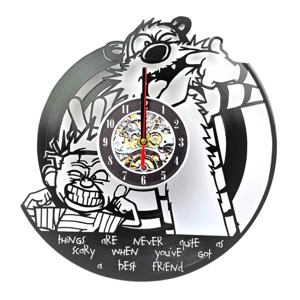 Calvin and Hobbs Vinyl Clock, Comic Strip wall decor, Unique Wall Clock, Gift Wall Clock for Christmas, Kids wall clock,