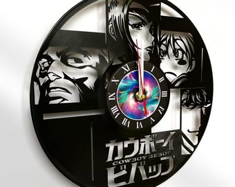 Cowboy+Bebop Anime Fans Gift: Unique Vinyl Wall Clock for Any Anime Room Decor