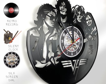 Classic Rock Music Band EVH, Vinyl Record Clock, Musician Gift, Record Wall Decor, The Classic Rocker Gifts
