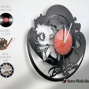 Baby Boop Vinyl Record Clock, Unique Wall Clock made of 12 in Vinyl Records