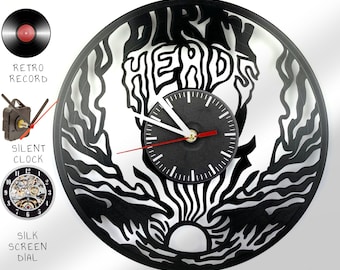 Dirty Heads Vinyl Record Clock, Upcycled Music Decor