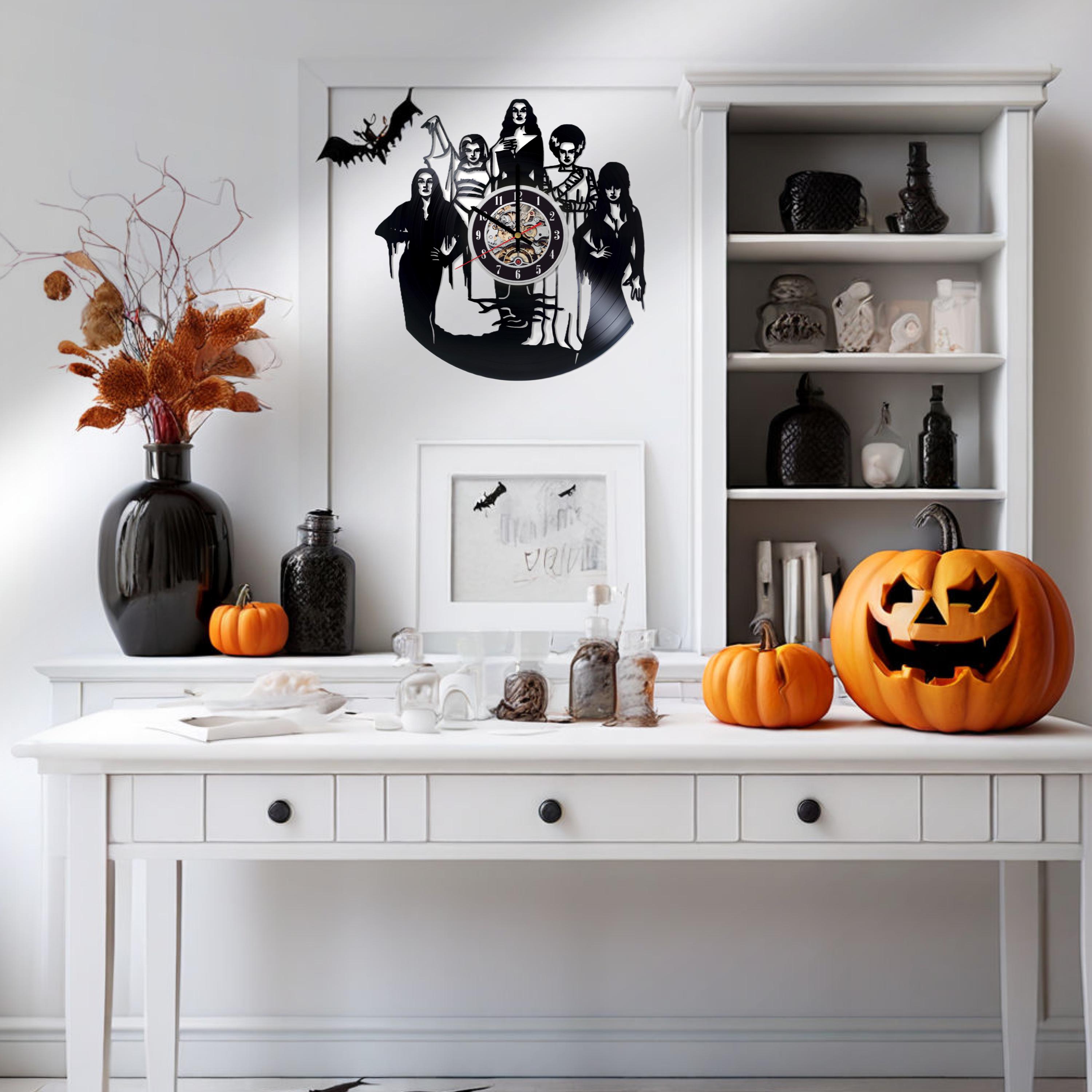 Vinyl Record Clock - Spooky Home Decor & Horror Movie Room Decor ...