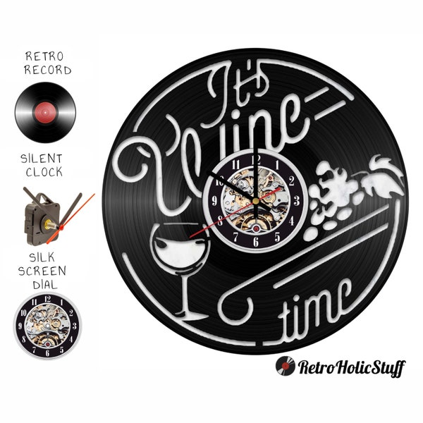 Vintage Wine Time – Custom Vinyl Record Clock for Wine Lovers