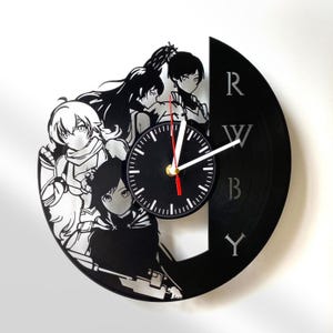 RWBY Anime clock, Vinyl Record Clock, Anime room decor, Unique wall clock, Handmade clock, lp clock, Gift wall clock