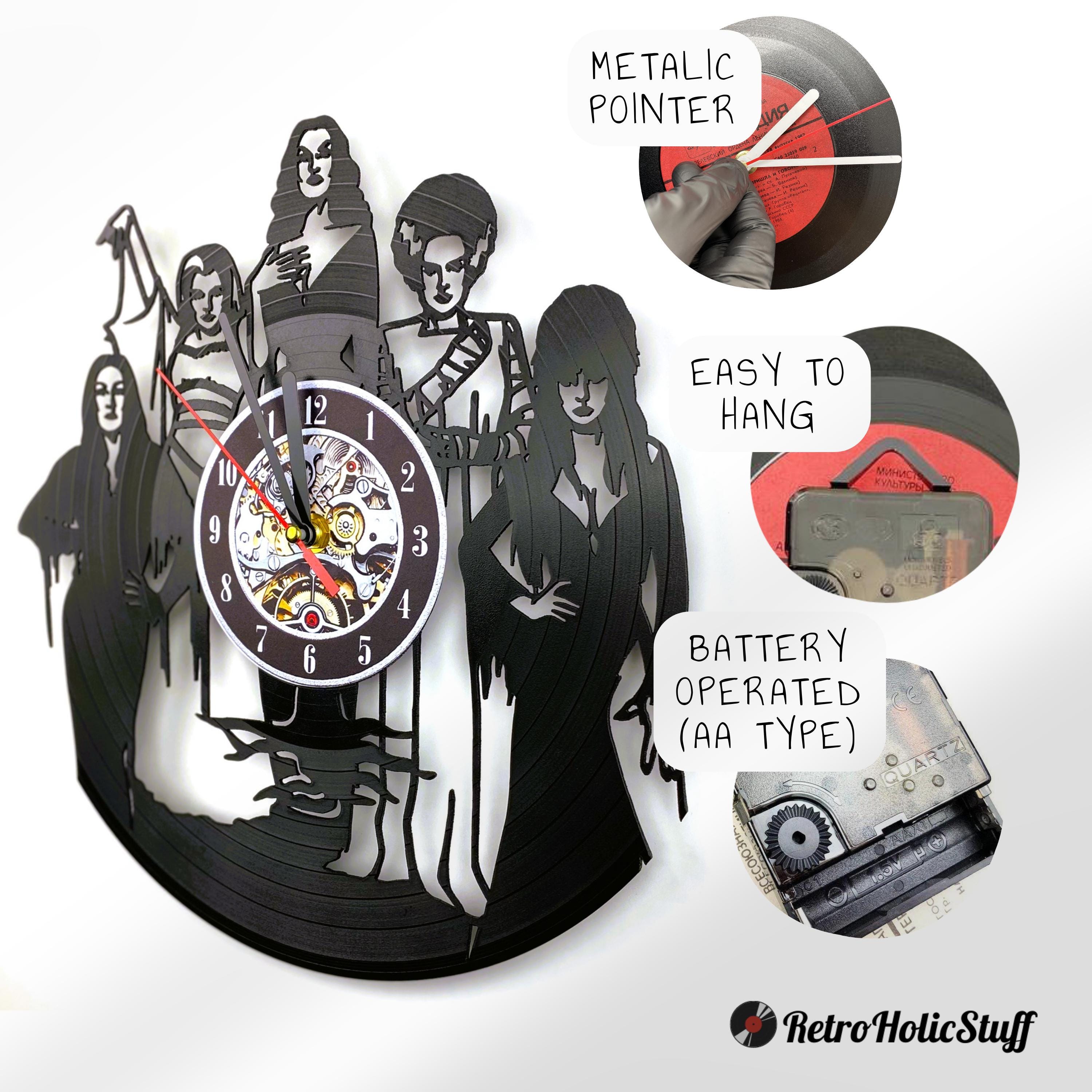 Vinyl Record Clock - Spooky Home Decor & Horror Movie Room Decor ...