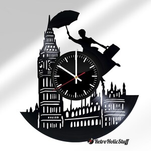 Pactically Perfect Poppins Vinyl Record Clock: Unique Baby Boy Nursery Decor and Nanny Gift