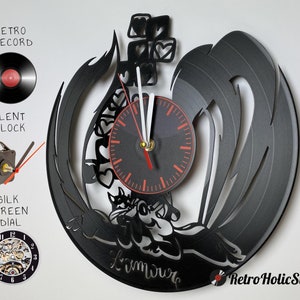 Handcrafted Pepe Le Pew Cartoon Skunk Vinyl Clock - Funky Record Wall Decor for Baby Girl Nursery, Playroom, or Preppy Room, lp Clock