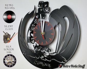 Orologio in vinile fatto a mano con motivo a puzzola dei cartoni animati di Pepe Le Pew - Decorazione da parete con dischi funky per la cameretta delle bambine, la sala giochi o la stanza preppy, orologio in vinile