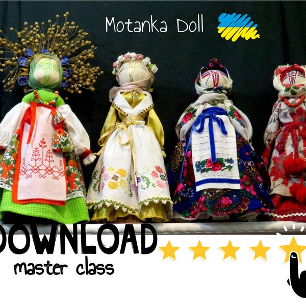 Doll motanka instant download PDF pattern MP4 video guide, Ukrainian folk doll, Handmade traditional amulet digital download tutorial files