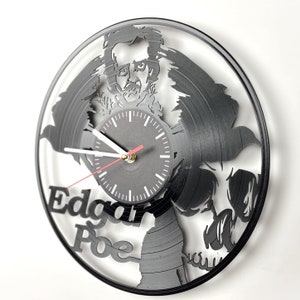 Raven Nevermore: Edgar Allan Poe Gothic Clock for Vinyl Record Enthusiasts and Gothic Home Decor, Edgar Allan Poe memorabilia gifts