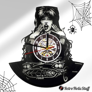Mistresses of Horror Vinyl Clock, Scream Queen Design Wall Clock, Horror Movie Fan Gift