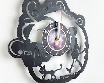 Cora.line Vinyl Record Clock, Neil Gaiman Spooky Decor