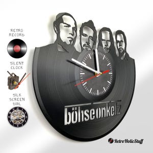 Onkelz Heavy Metal Musik Band Wanddeko Schallplatten Uhr, personalisiertes Geschenk, Recycling Wanduhr schwarz