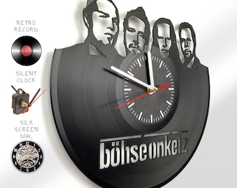 Onkelz Heavy Metal Musik Band Wanddeko Schallplatten Uhr, personalisiertes Geschenk, Recycling Wanduhr schwarz