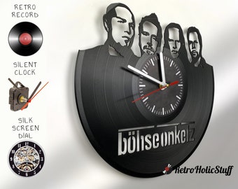 onkelz schallplatten uhr, musiker geschenk idee, wand uhr aus schalplatte, vinyl platten uhr, rocker decor