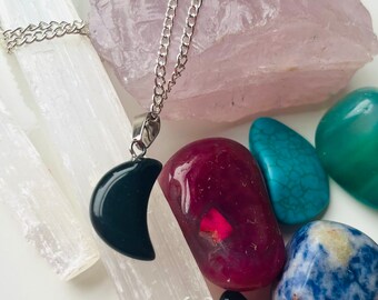 obsidian,  gemstone necklace, obsidian gemstone, holistic jewellery, crystals, ladies necklace, gifts for her, self gift, witchy gifts,