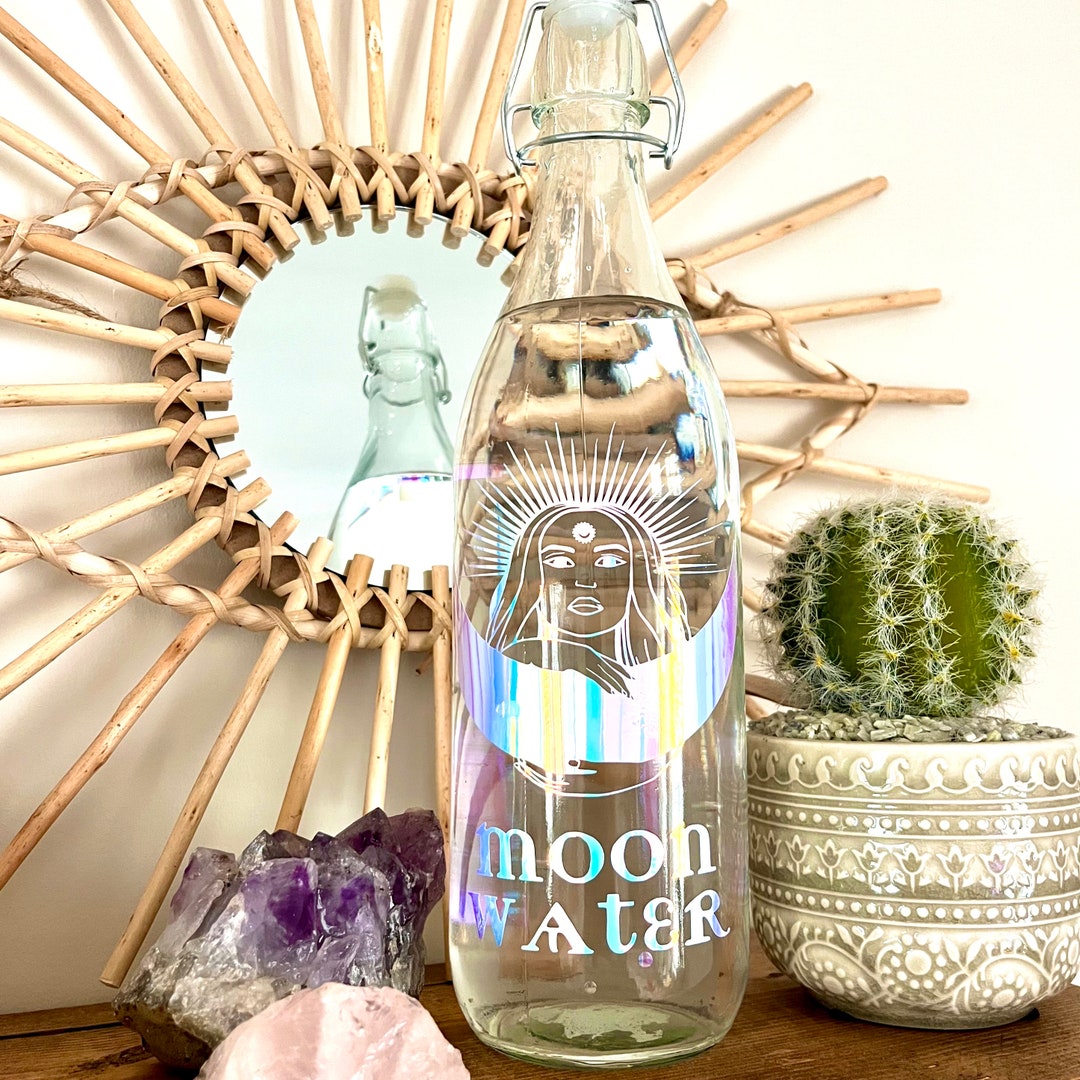 Glass Moon Water Bottle, Altar Tools, Perfect Moon Water Bottle, Moon