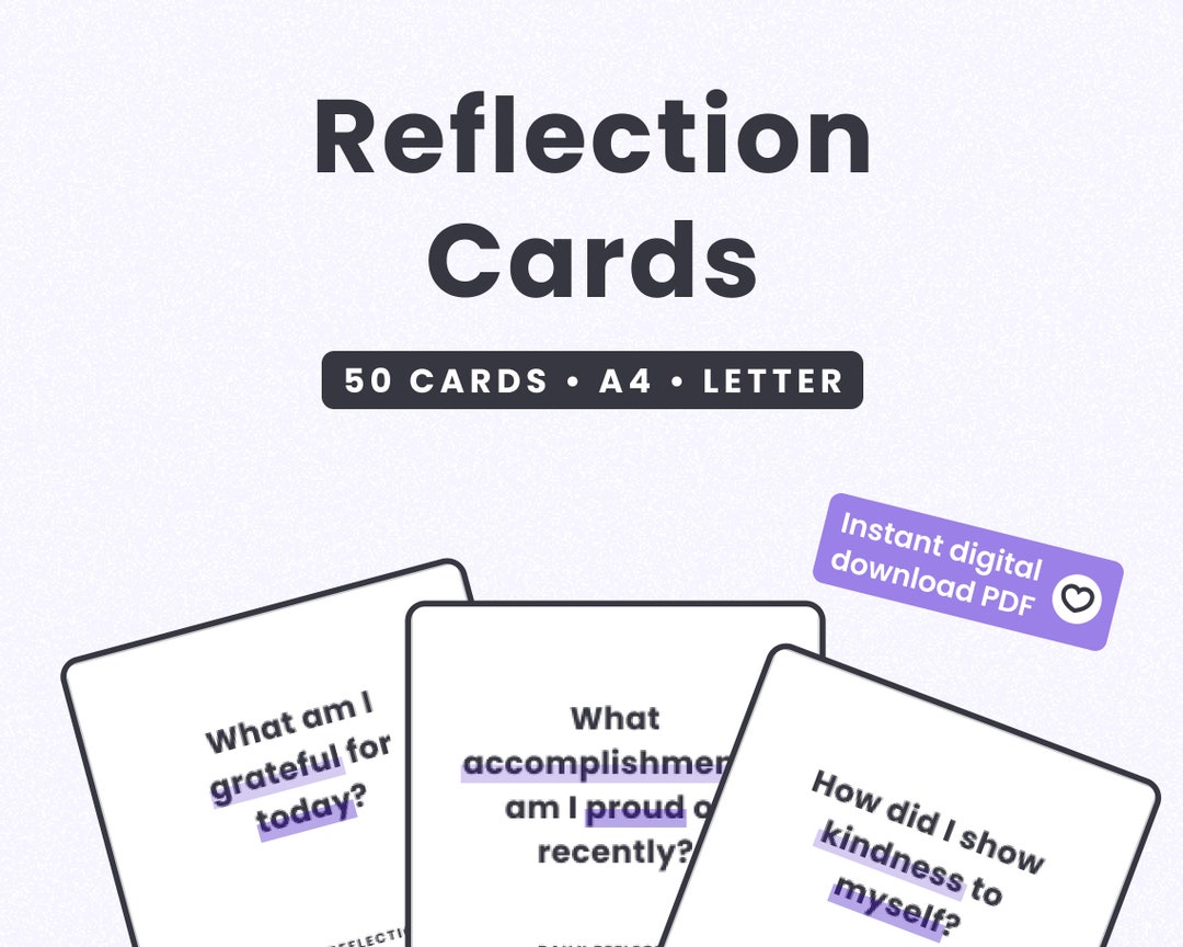 50 Reflection Cards Deck Minimalist and Aesthetic Deck for Writing