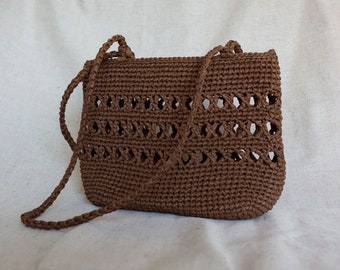 Handmade Crochet Natural Brown Raffia Tote Bag, French Raffia Basket Bag, Straw Bag
