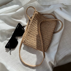 Raffia Crossbody Bag, Minimalistic Summer Phone Bag