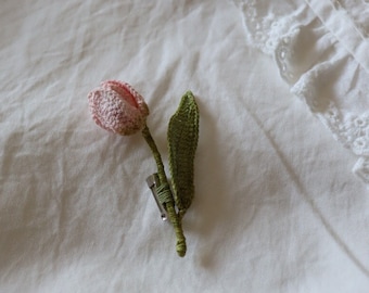 Tulip Crochet brooch, Handmade Crochet Flower Pin