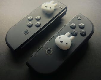 Protectores de joystick con diseño de conejito / Accesorios OLED para Nintendo Switch / Tapas minimalistas de silicona suave