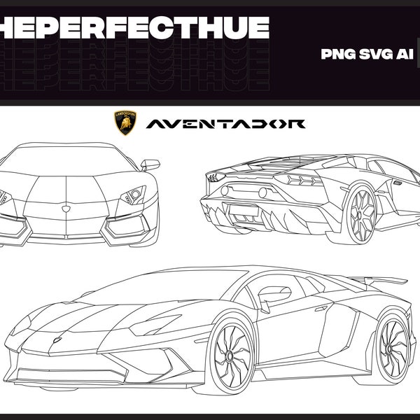 Lamborghini Aventador Outline Vector, Svg File For Cricut, Silhouette Cut Files, Lamborghini SVG, PNG/SVG/Ai Instant Digital Download | Car