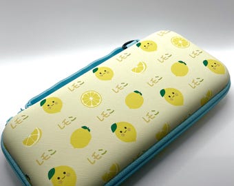 Cute Lemon Nintendo Switch Case - Yellow Fruit Travel Case for Switch 1, OLED and Lite - 12 Game Storage
