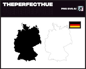 Map of Germany Silhouette and Outline Vector, Black and White Solid Outline Boundary Country PNG/SVG/Ai Instant Digital Download | Country