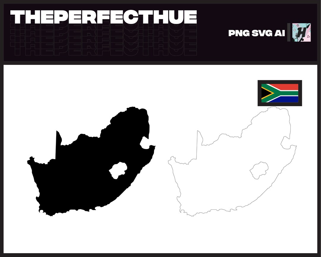 Map of South Africa Silhouette and Outline Vector, Black and White ...