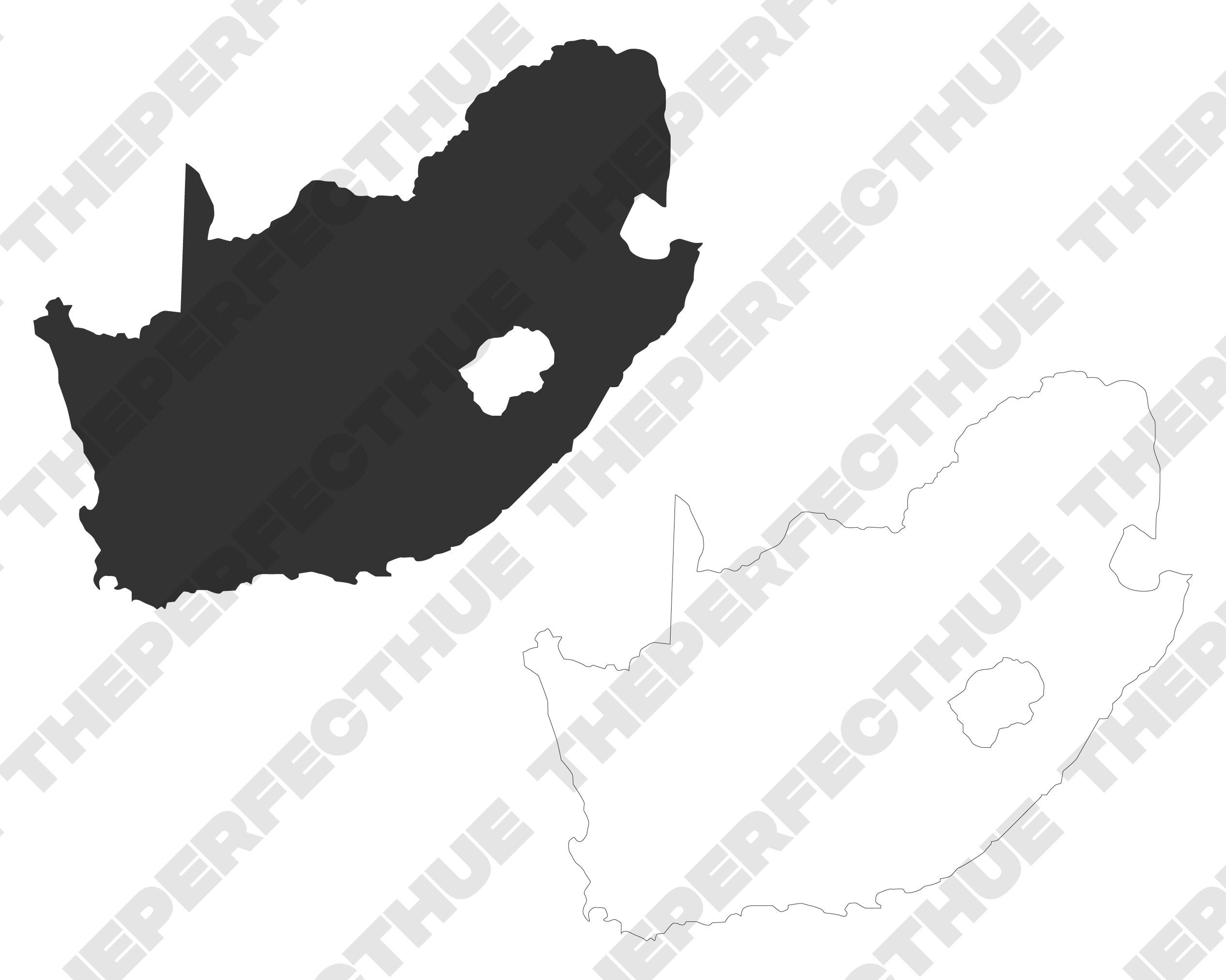 Map of South Africa Silhouette and Outline Vector, Black and White ...