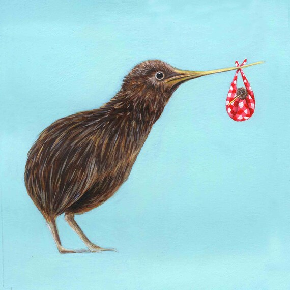 Kiwi Oiseau Et Bebe Dans Un Bindle Giclee Impression De Etsy Canada