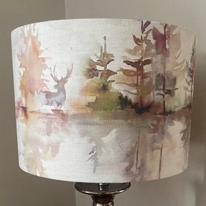 Voyage Maison wilderness plum lampshade . Country scene, Ceiling Shade, forest, stags, drum shade,