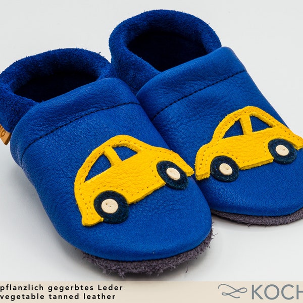 Auto Krabbelschuhe aus Bioleder / Lederschluppen / Lauflernschuhe / Bioleder / Pflanzliche Gerbung / Chromfrei / Personalisierbar