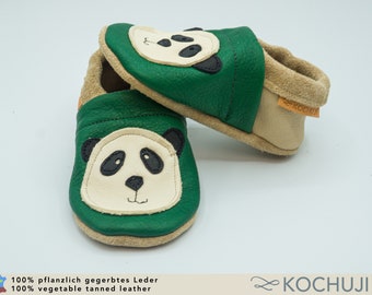 Organic Leather Slippers Panda / Personalizable / Vegetable Tanned Leather / Various Sizes and Colours / Slip-Ons / Slippers