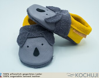 Organic Leather Slippers Koala / Slip-Ons / Crawling Shoes / Vegetable Tanned Leather / Personalizable