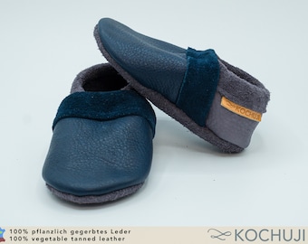 Custom Organic Leather Slippers / Various Colours / Crawling Shoes / Vegetable Tanned Leather / Personalisable / Soft Sole Shoes