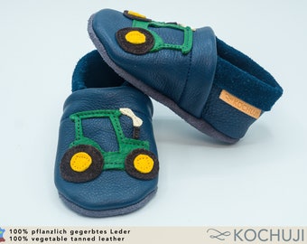 Organic Leather Slippers Tractor / Slip-Ons / Vegetable Tanned Leather / Various Sizes and Colours / Personalizable / Slippers