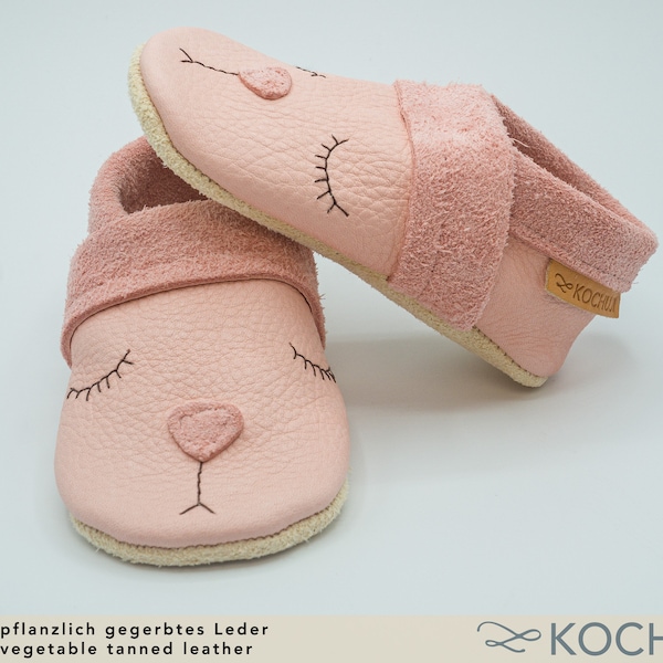 Bioleder Krabbelschuhe Hase / Personalisierbar / Verschiedene Größen und Farben / Lederpuschen / Pflanzliche Gerbung / Chromfrei