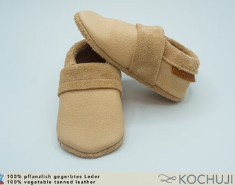 Plain Organic Leather Slippers / Various Colours / Crawling Shoes / Vegetable Tanned Leather / Personalisable / Soft Sole Shoes