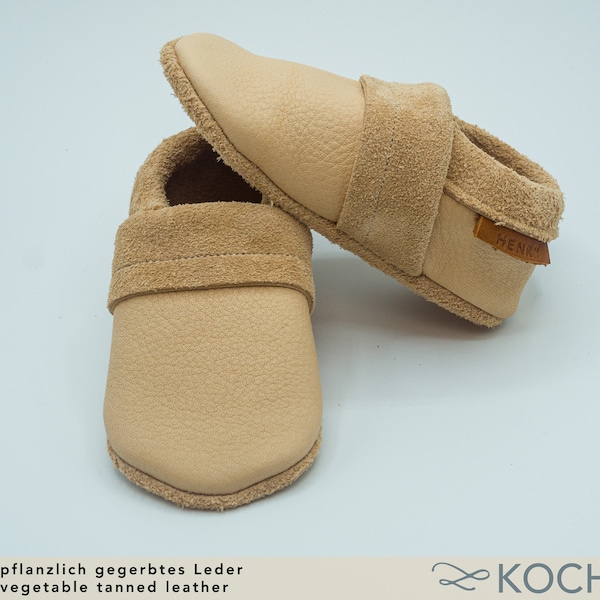 Bioleder Krabbelschuhe einfarbig / Hausschuhe / Verschiendene Farben / Lederpuschen / Pflanzliche Gerbung / Chromfrei