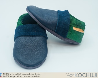 Custom Organic Leather Slippers / Various Colours / Crawling Shoes / Vegetable Tanned Leather / Personalisable / Soft Sole Shoes