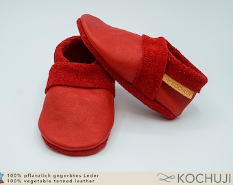 Plain Organic Leather Slippers / Various Colours / Crawling Shoes / Vegetable Tanned Leather / Personalisable / Soft Sole Shoes