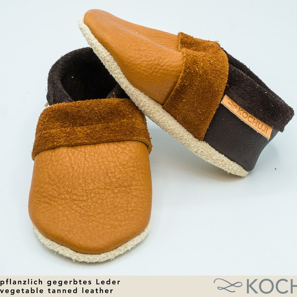 Custom Leather Slippers / Slip-On Shoes / Crawling Shoes / Organic Leather / Vegetable Tanned Leather / Various Sizes and Colors